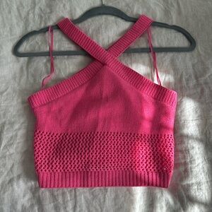 Pink knit crop top